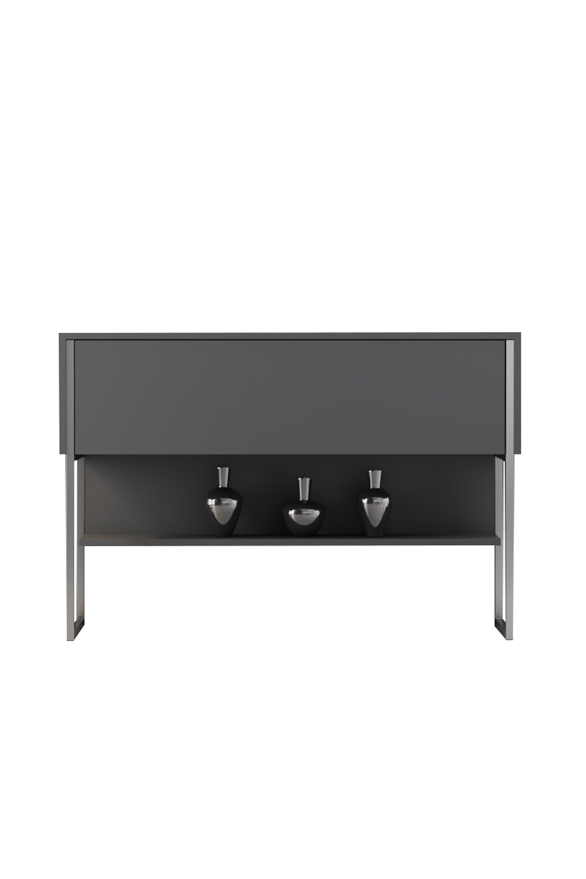 Modernes Sideboard Anthrazit Luxus 120x80x30 - Silberrahmen - Ein Fach