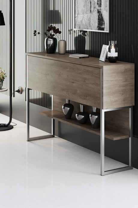 Modernes Sideboard Walnuss Luxus 120x80x30 - Silberrahmen - Ein Fach