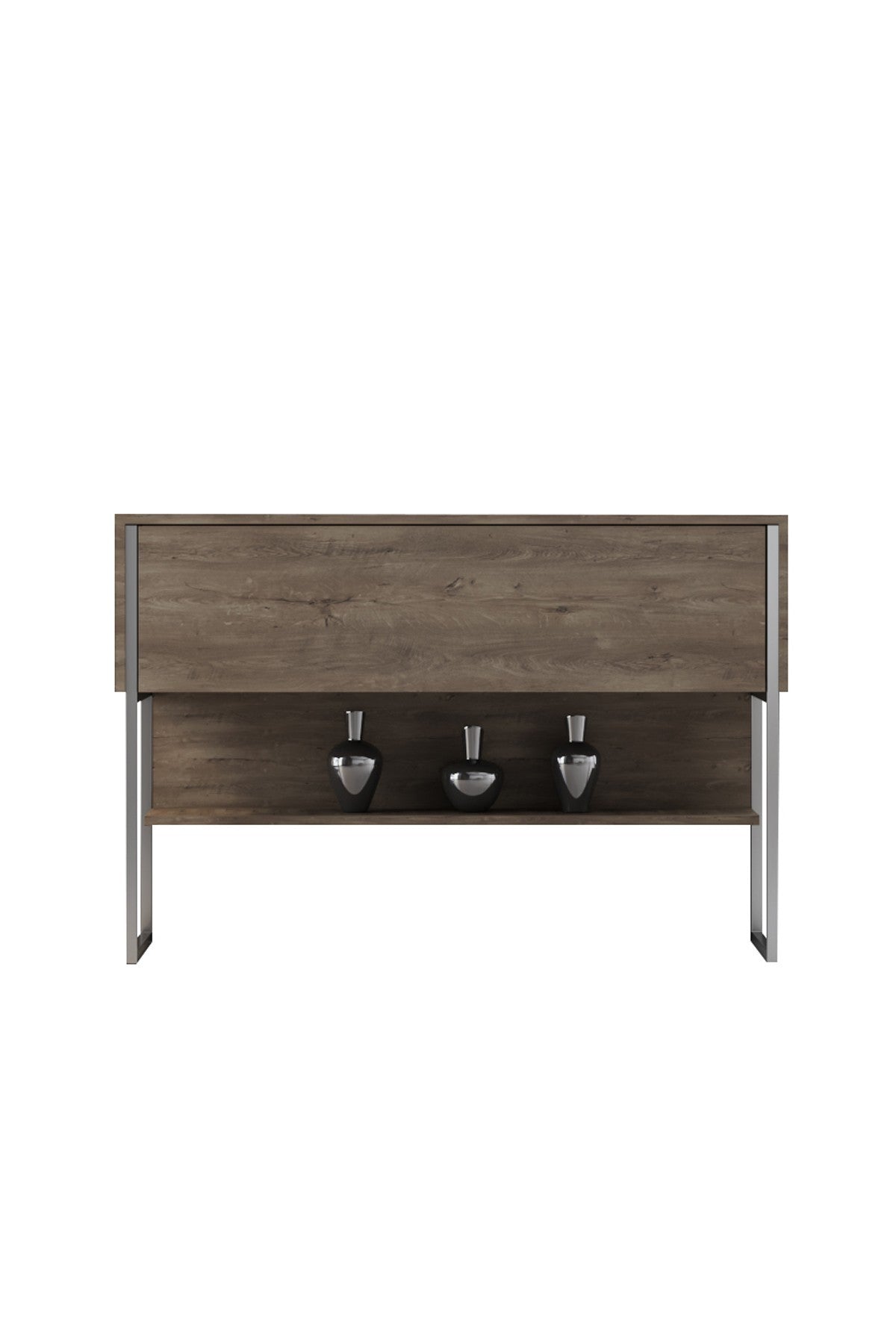 Modernes Sideboard Walnuss Luxus 120x80x30 - Silberrahmen - Ein Fach