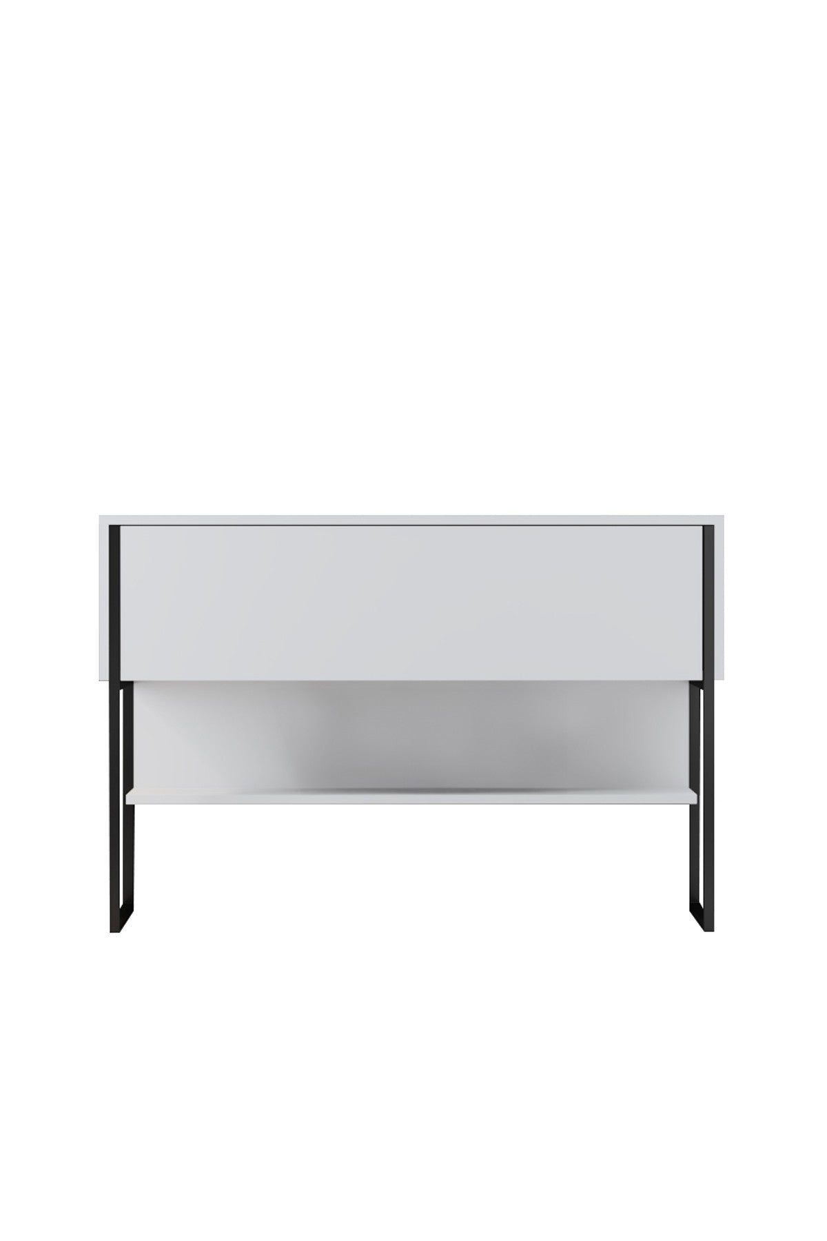 Modernes Sideboard Weiß Luxus 120x80x30 - Schwarzes Gestell - Ein Fach