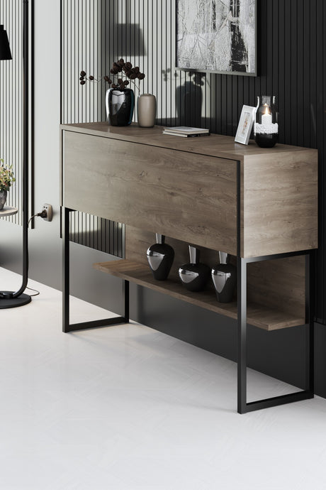 Modernes Walnuss-Dressoir Luxus 120x80x30 - Schwarzes Gestell - Ein Fach