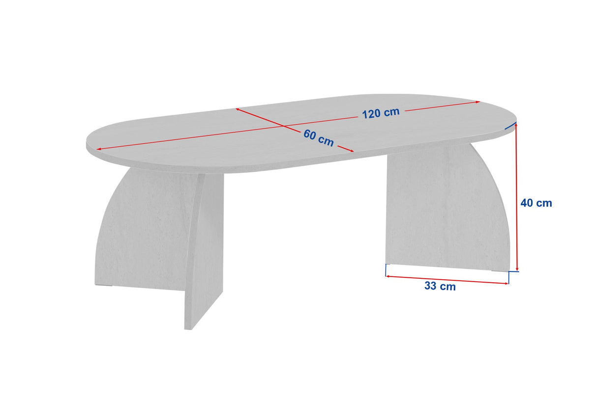 Melina Couchtisch oval Walnuss 120 cm Melaminbeschichteter Holzverbundstoff