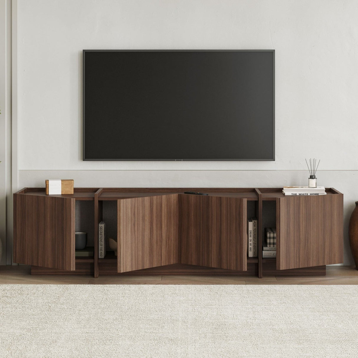 Lowen tv-meubel in Milano walnoot 180 cm Melamine gecoat houtcomposiet