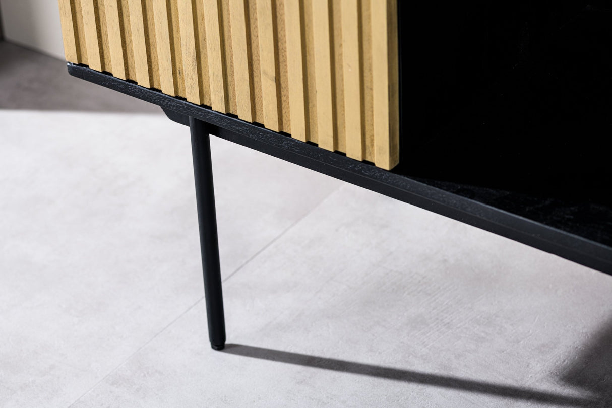 Sideboard Manu aus Mangoholz schwarz natur 160x40x86 cm