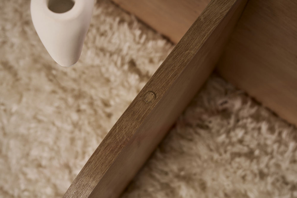 Couchtisch Aris Rund 75 cm Getöntes Glas - Melamin Eichenholz