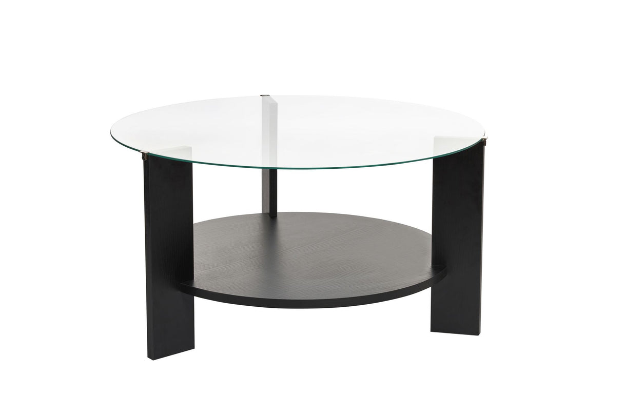 Runder Couchtisch aus schwarzem Melamin und transparentem Glas Ø75 cm - Kairo