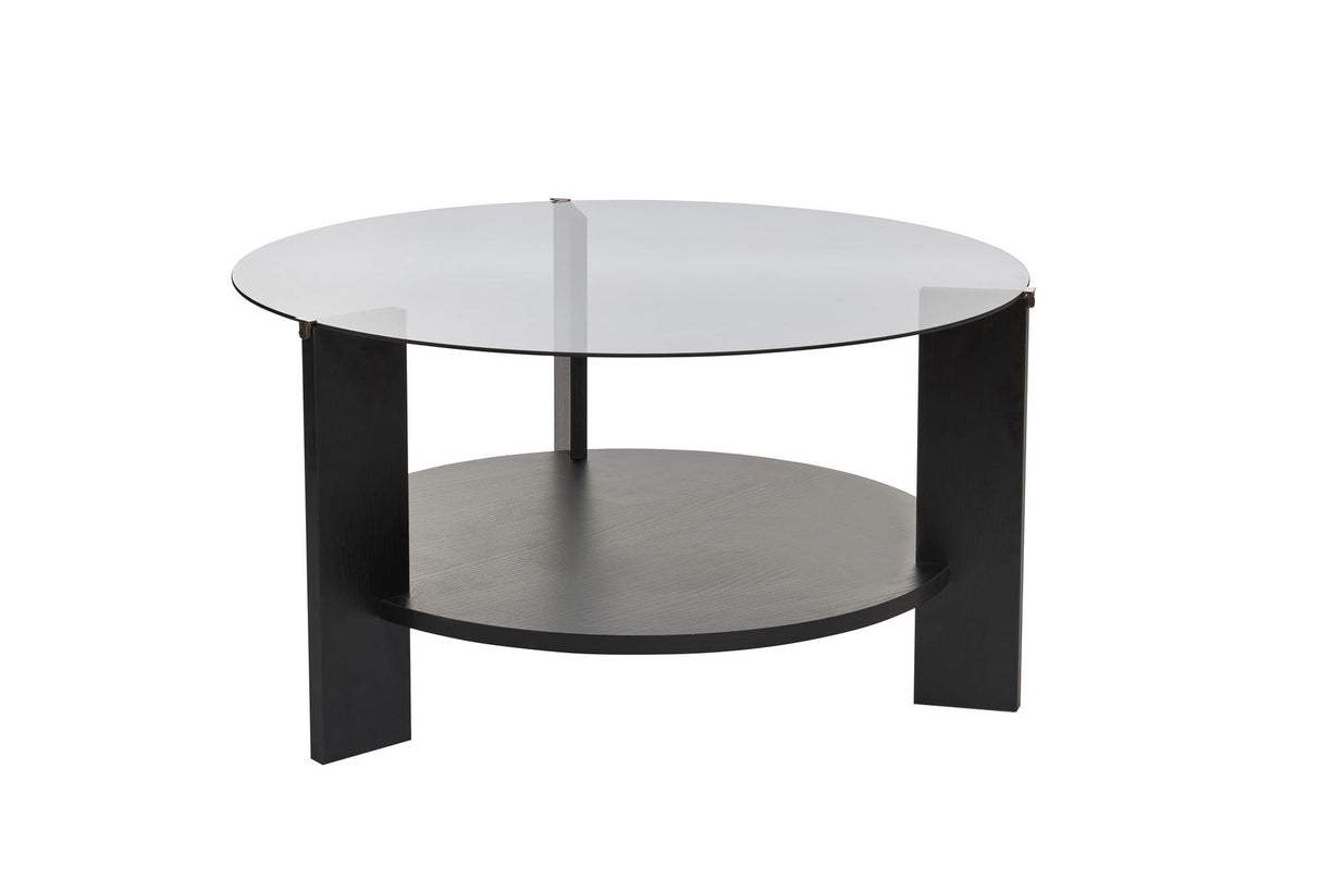 Runder Couchtisch aus schwarzem Melamin-Rauchglas Ø75 cm - Kairo