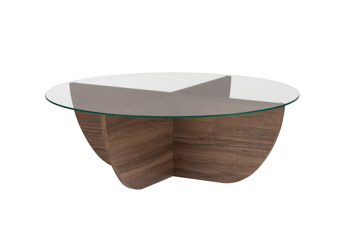 Liya Couchtisch Walnuss oval 90 cm Gehärtetes Glas