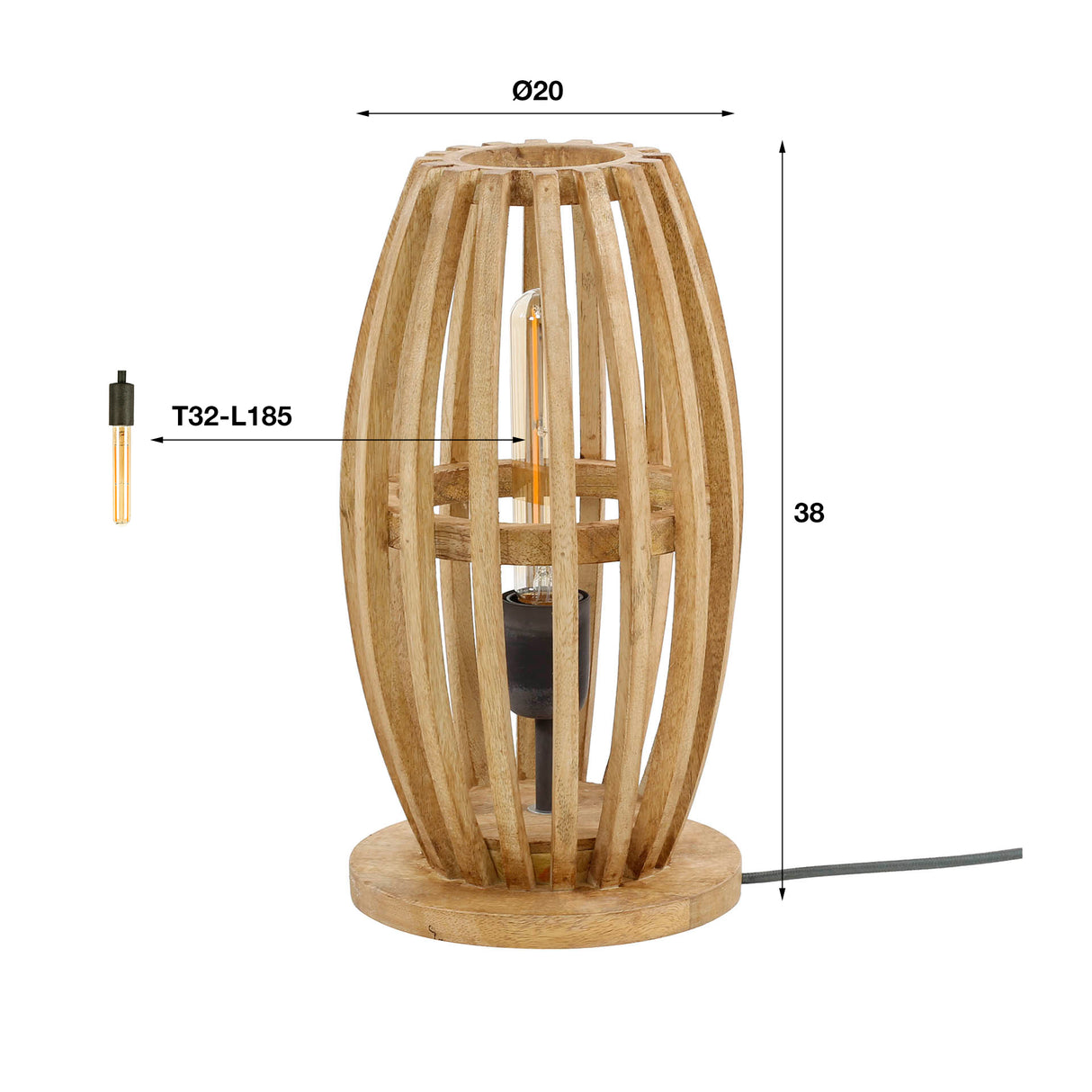 Tischlampe Jalou Mangoholz