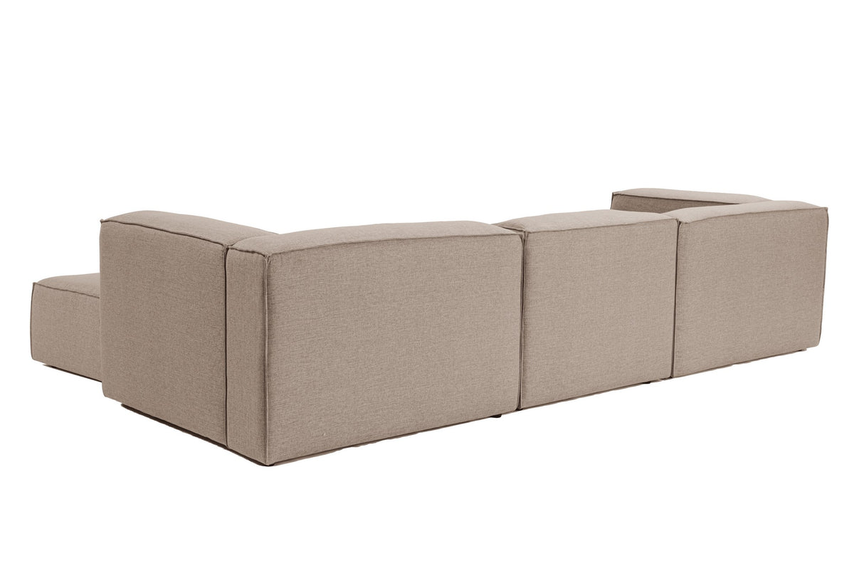 Modulares Ecksofa mit losen Hockern brauner Leinenstoff Fora