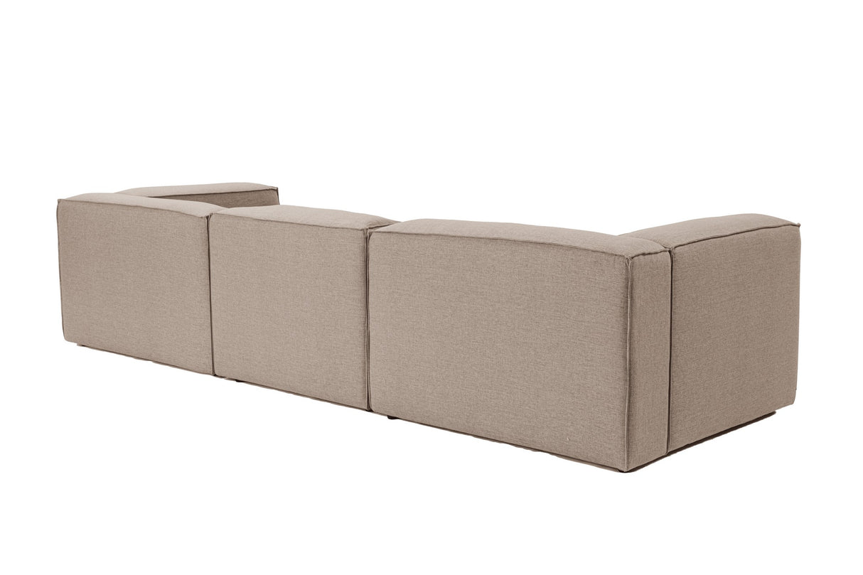 Modulares Ecksofa mit losen Hockern brauner Leinenstoff Fora