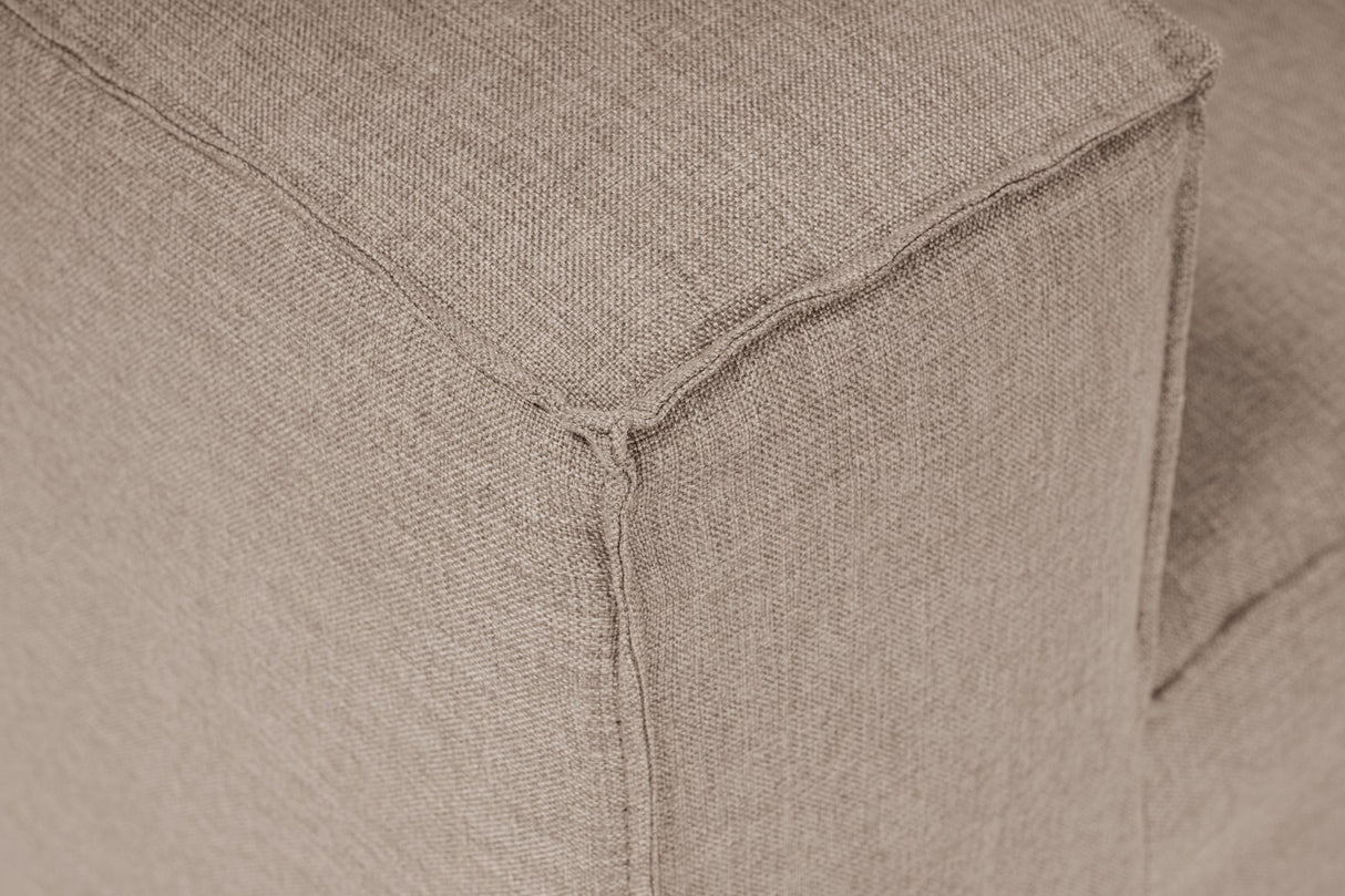 Modulares Ecksofa mit losen Hockern brauner Leinenstoff Fora