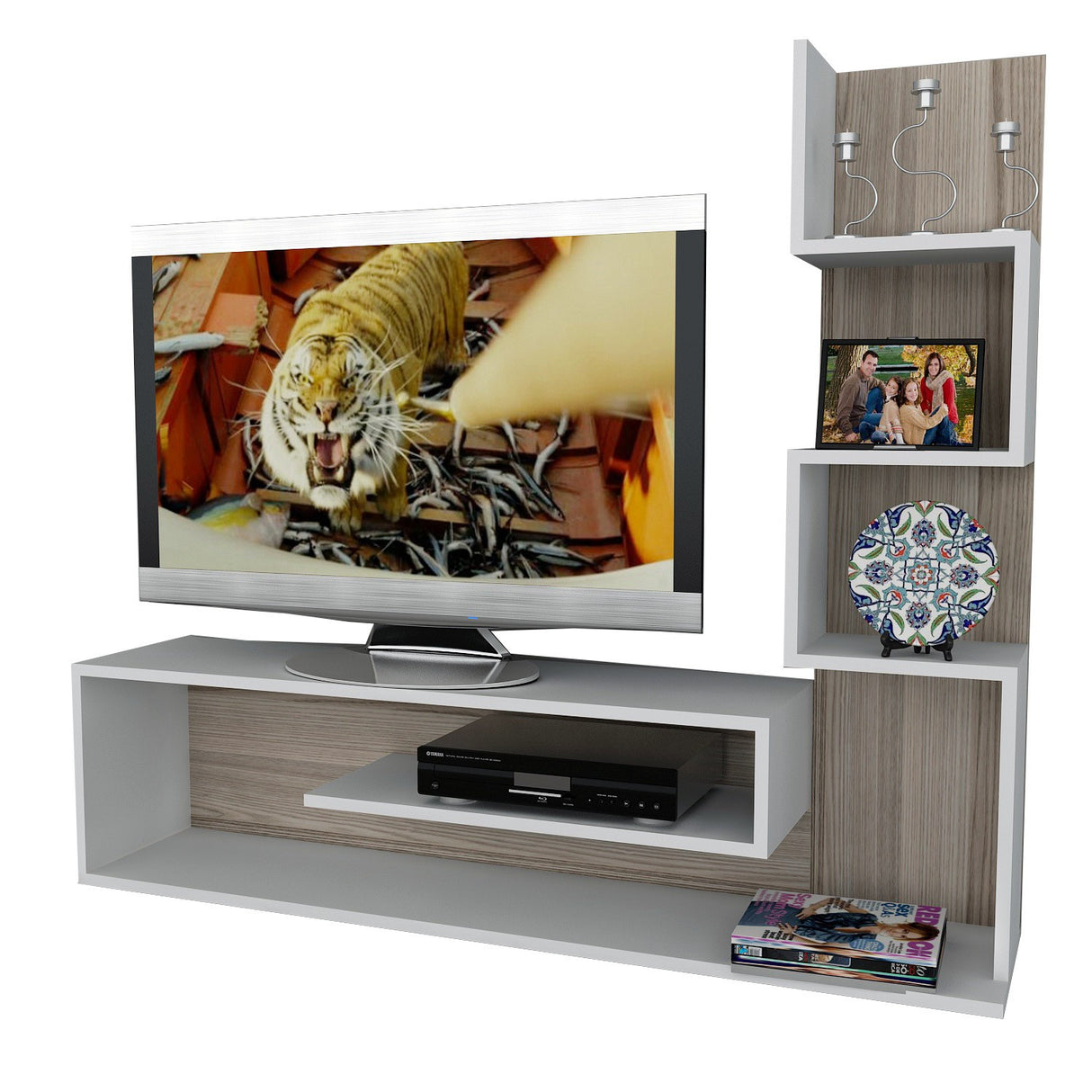 TV-Möbel Set Metehan White Cordoba Melamin 120x33.1x cm