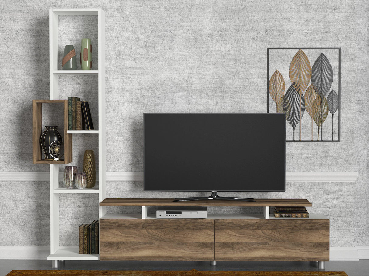 TV -Möbel Set Tulip White Walnut Melamin 160x166.7x29.5 cm
