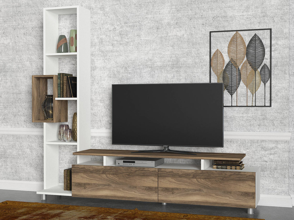 TV -Möbel Set Tulip White Walnut Melamin 160x166.7x29.5 cm
