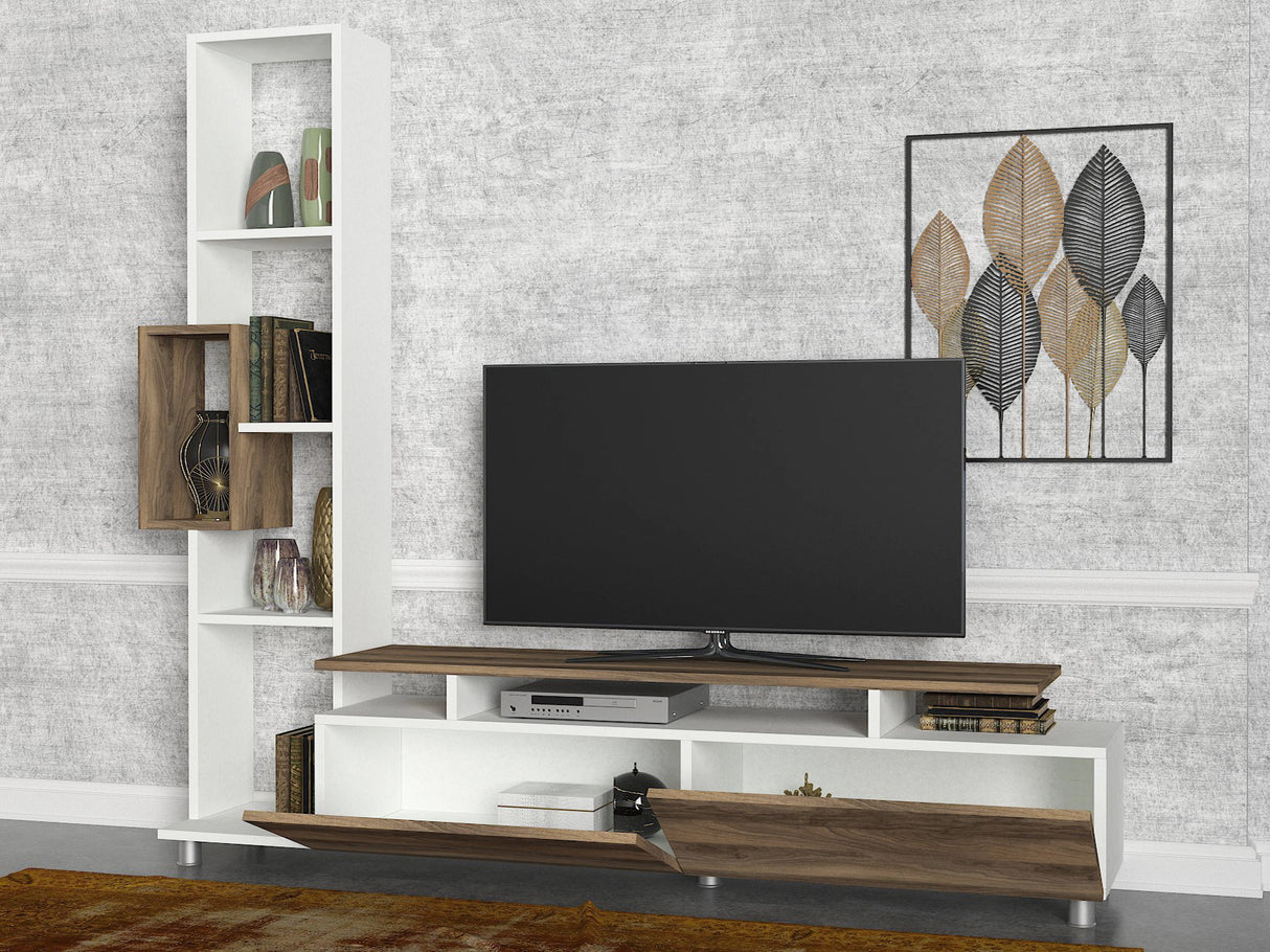 TV -Möbel Set Tulip White Walnut Melamin 160x166.7x29.5 cm