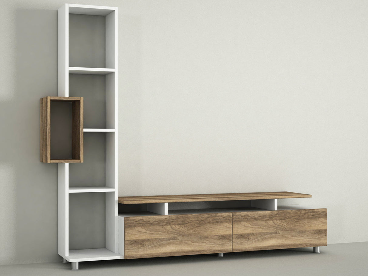 TV -Möbel Set Tulip White Walnut Melamin 160x166.7x29.5 cm