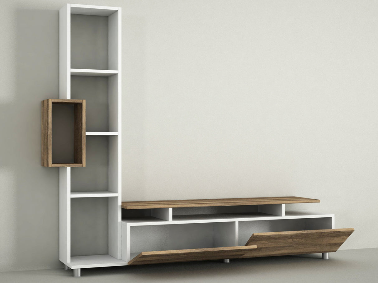 TV -Möbel Set Tulip White Walnut Melamin 160x166.7x29.5 cm