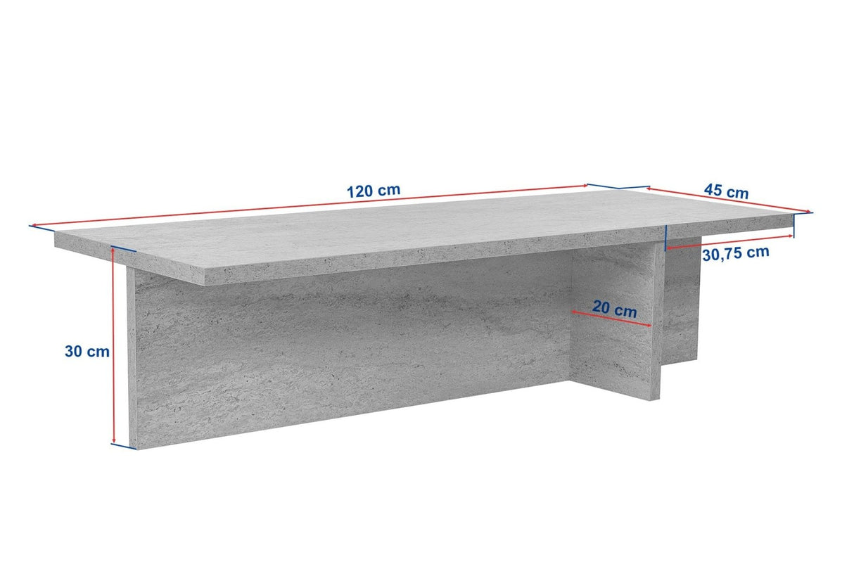 Rechteckiger Couchtisch Portland Kiefernholz Melamin 120x45x30 cm