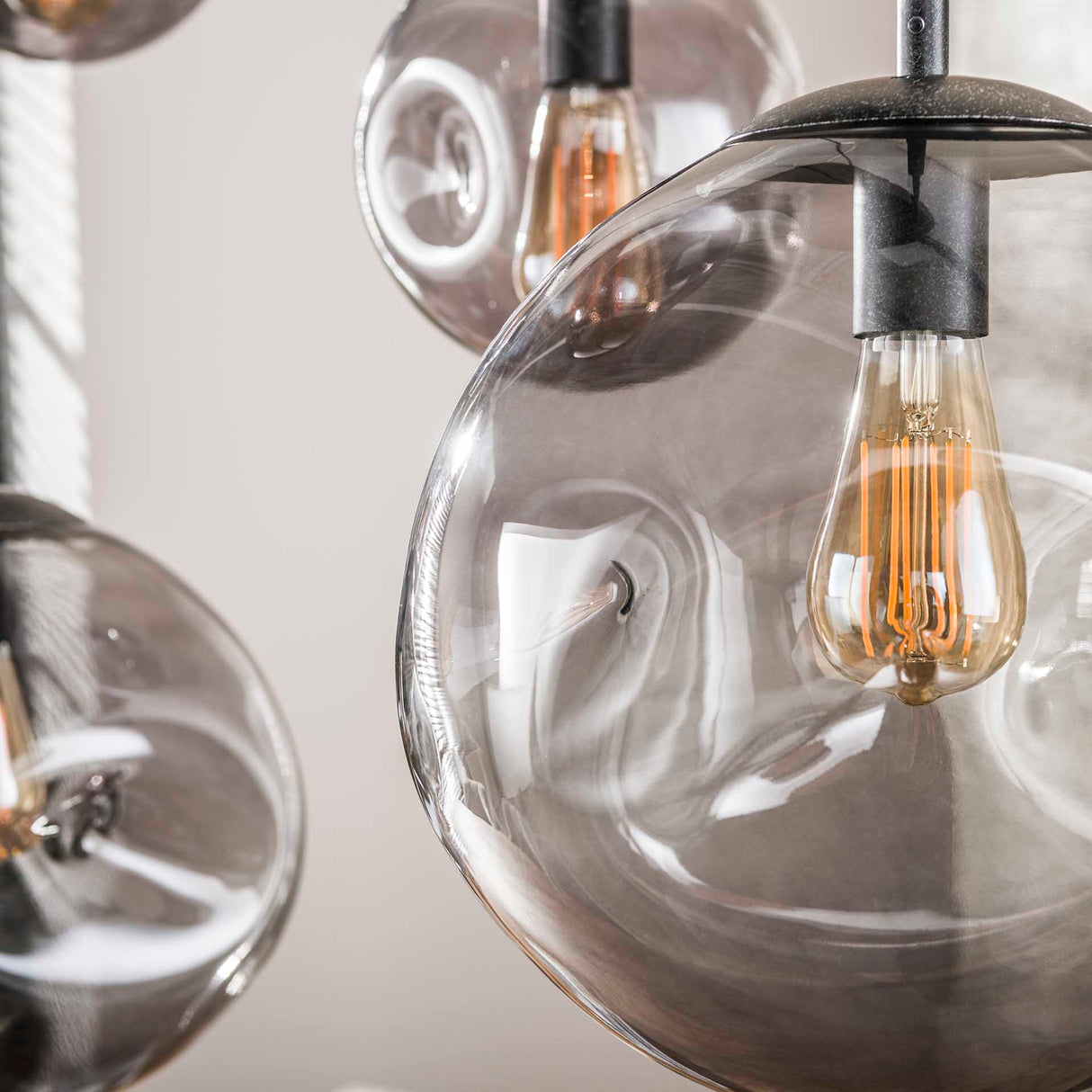 Industrielle Hängelampe Nova Schwarz 6-flammig Balken 135 cm