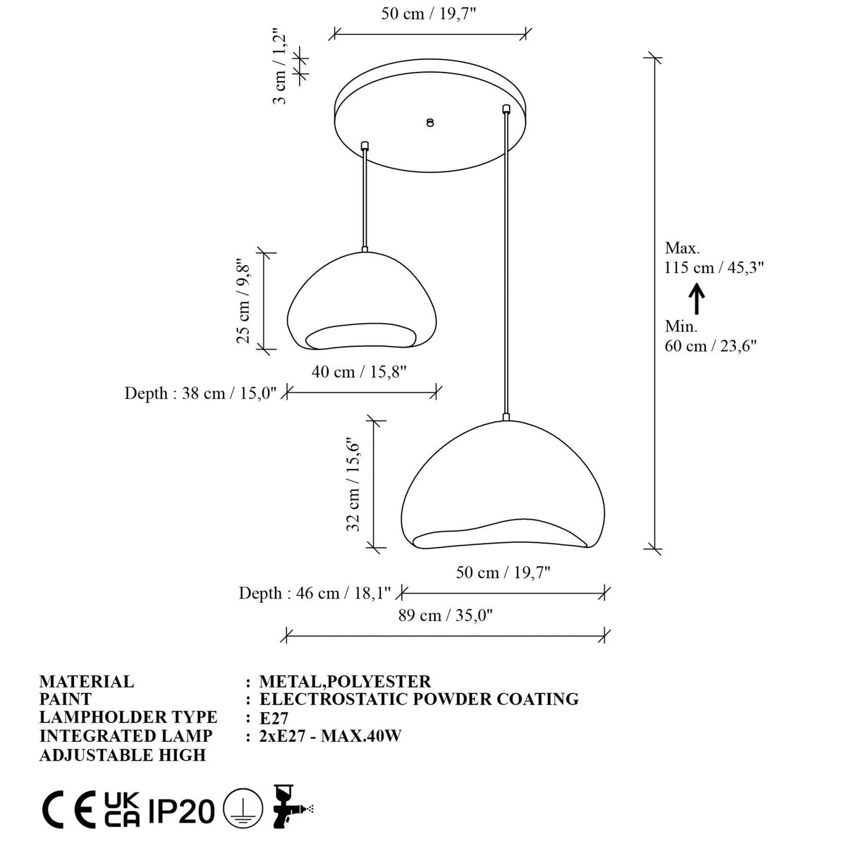 LORA-40-50-T-LUNA Weiße Glasfaserkappe