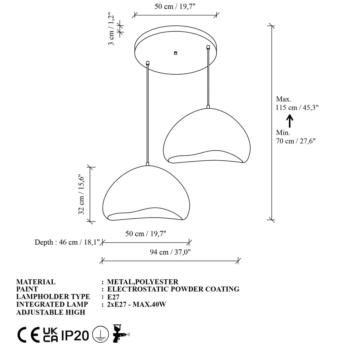 LORA-50-50-T-LUNA Weiße Glasfaserkappe