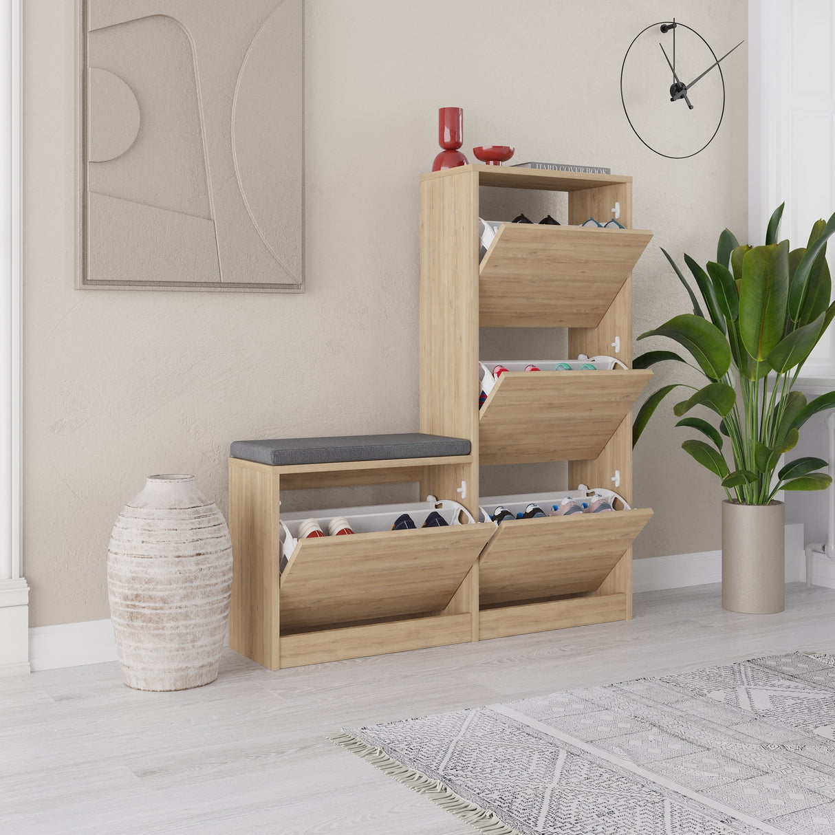 Schuhschrank Dude Oak Melamin 105x118.5x26 cm