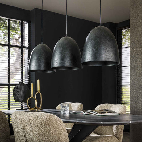 Industrielle Hängelampe Kylian 3-flammig Metall Schwarz