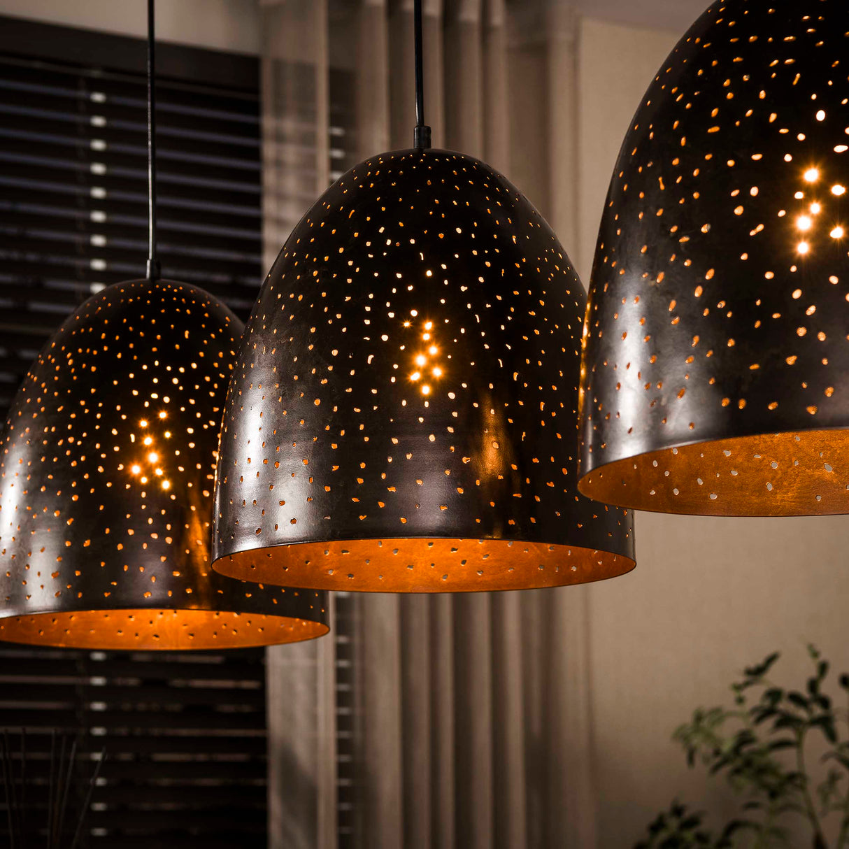 Industrielle Hängelampe Kylian 3-flammig Metall Schwarz