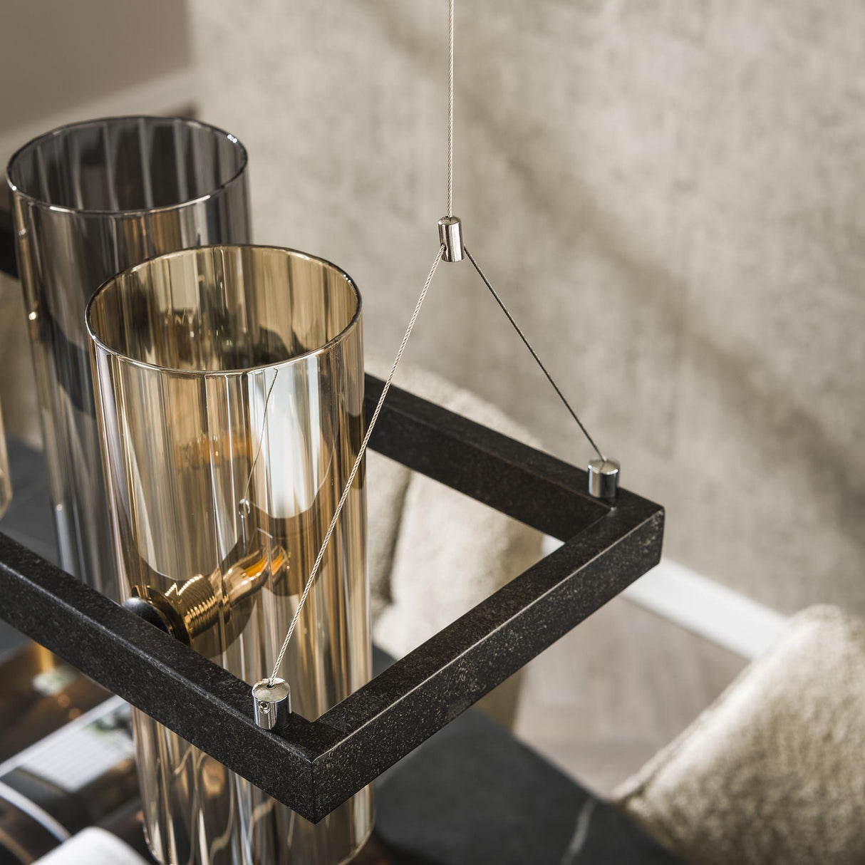 Hängelampe Khai 10-flammig Zylinder gemischtes Glas