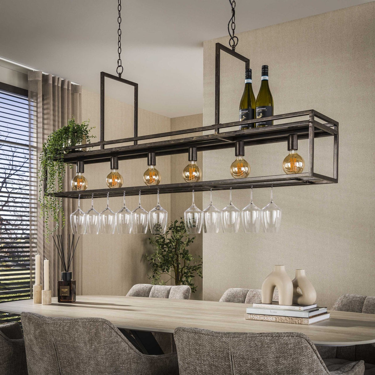 Pendellampe Eloisa 6-flammig Metall schwarz