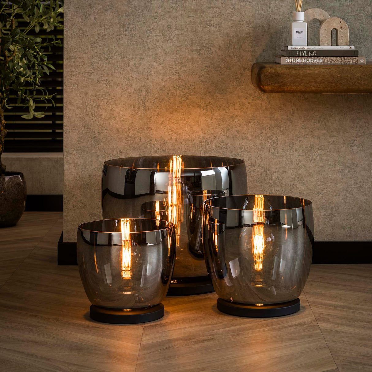 Stehlampe Dain UP XL Chromfarbiges Glas