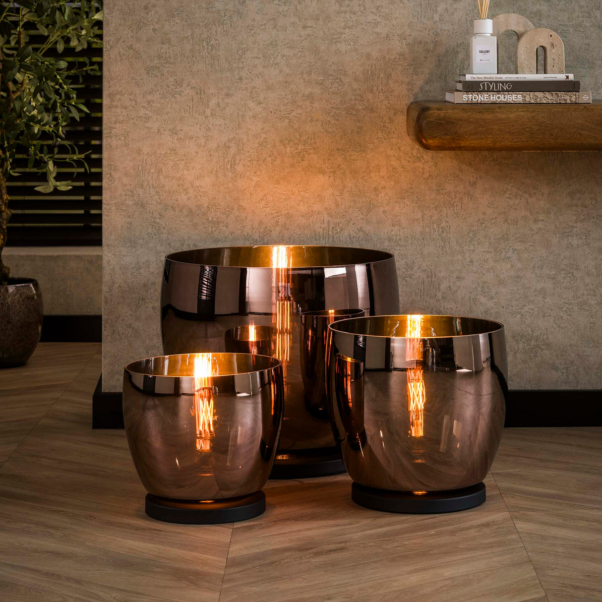 Stehlampe Dain UP XL Kupferfarbenes Glas