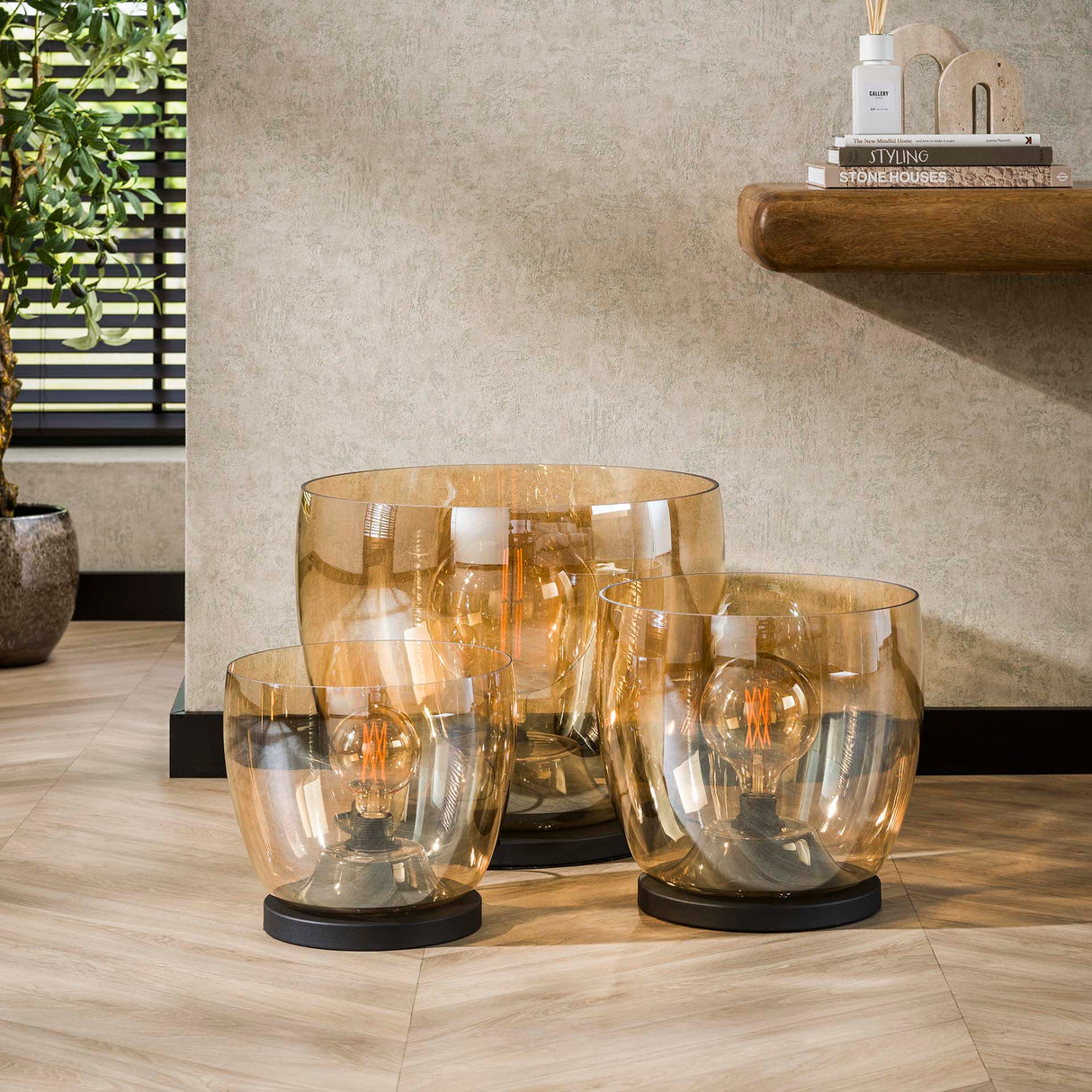 Stehlampe Dain UP XXL Bernsteinglas