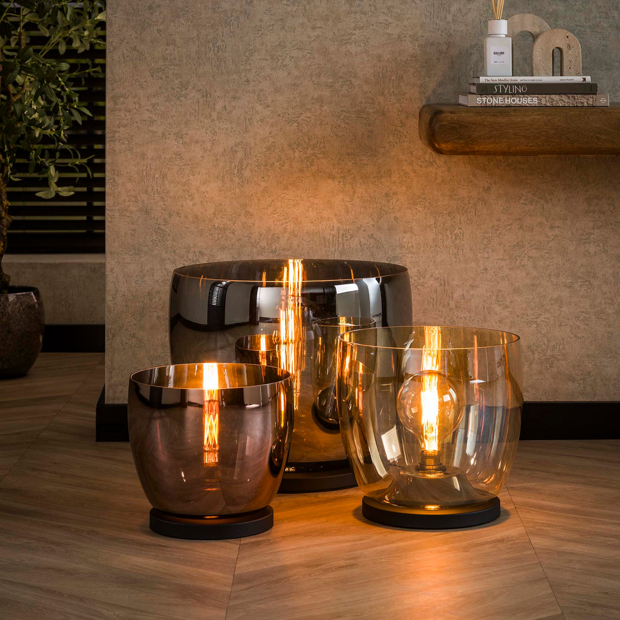 Stehlampe Dain UP XXL Kupferfarbenes Glas