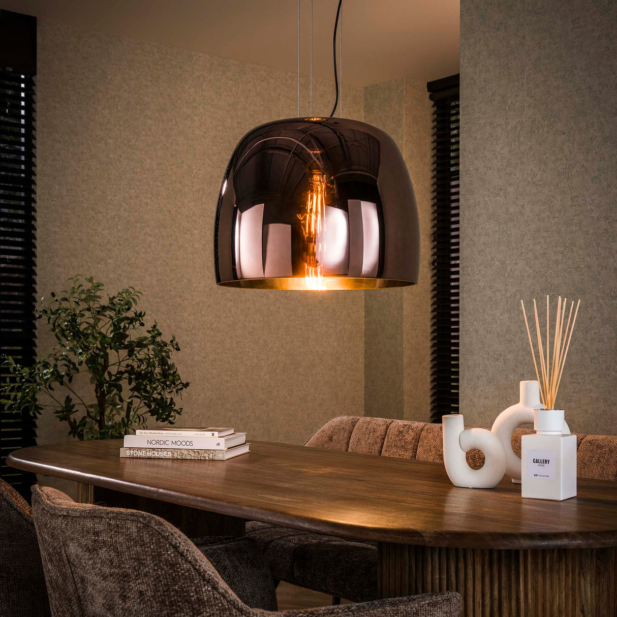 Hängeleuchte Dain 1-flammig XL kupferfarbenes Glas