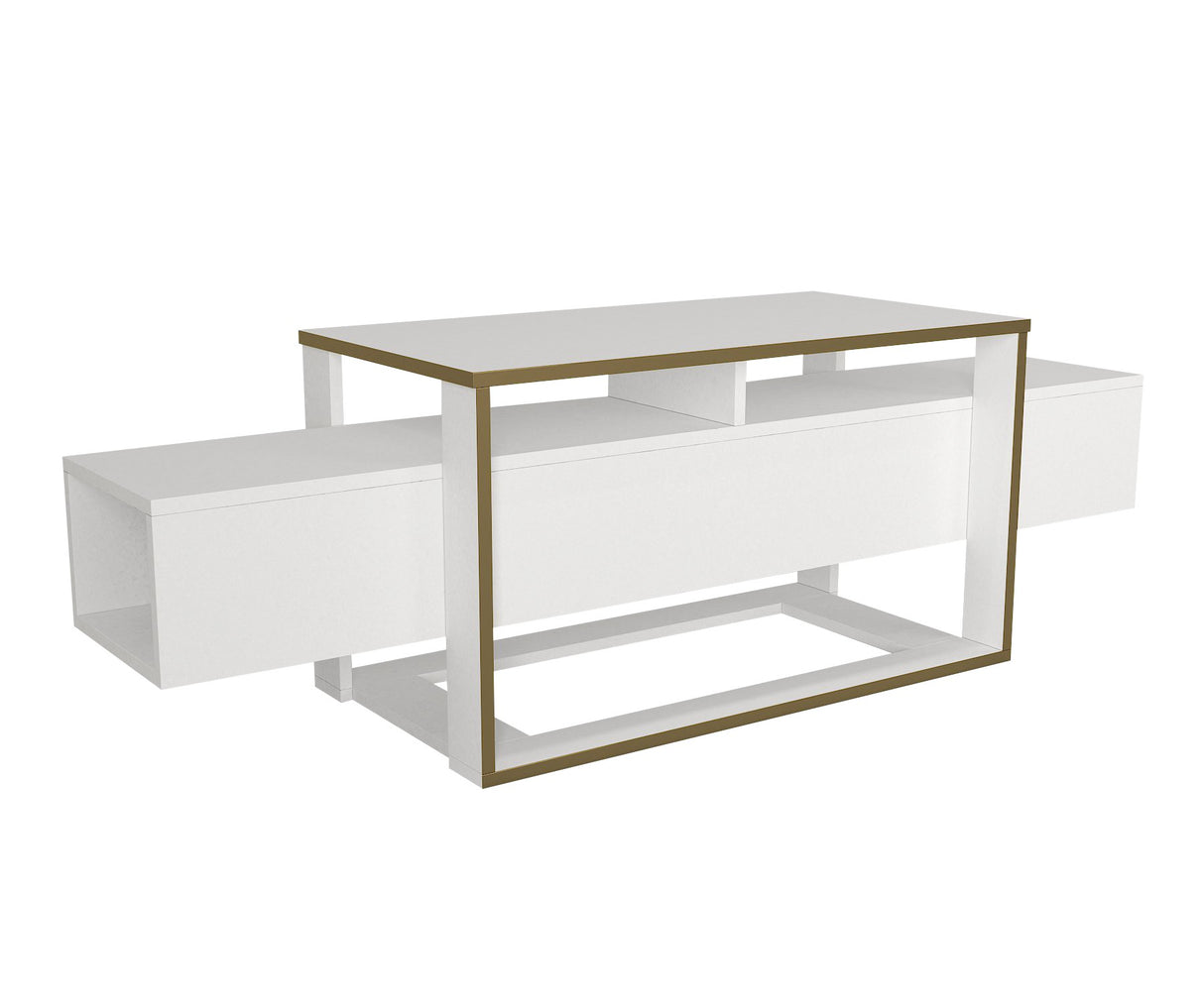 TV -Möbel Bianco White Gold Melamin 160x49.8x46.1 cm