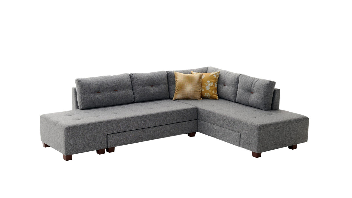 Schlafsofa grauer Stoff – XL 280 × 206 cm – mit Rollen – Rechts – Manama