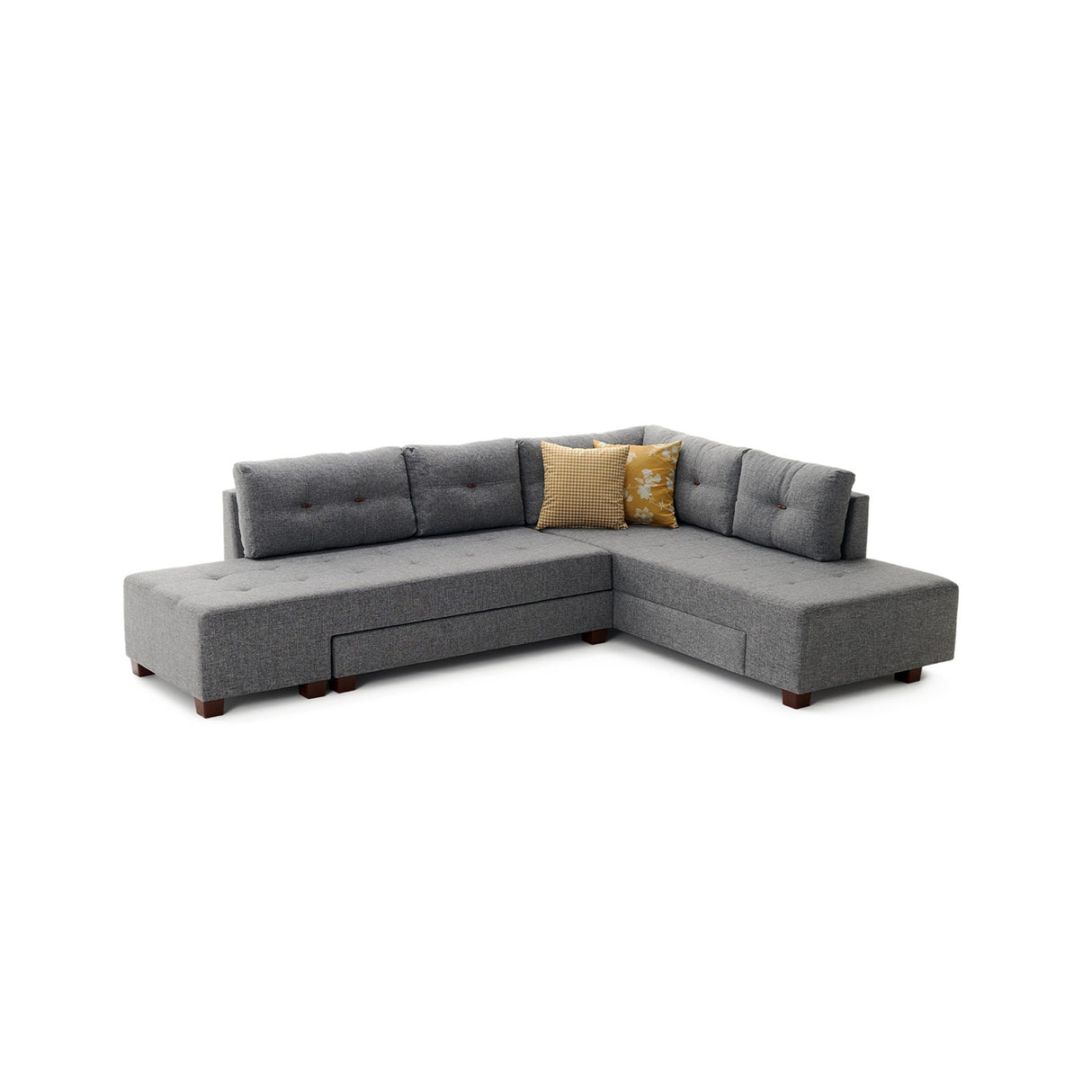 Schlafsofa grauer Stoff – XL 280 × 206 cm – mit Rollen – Rechts – Manama