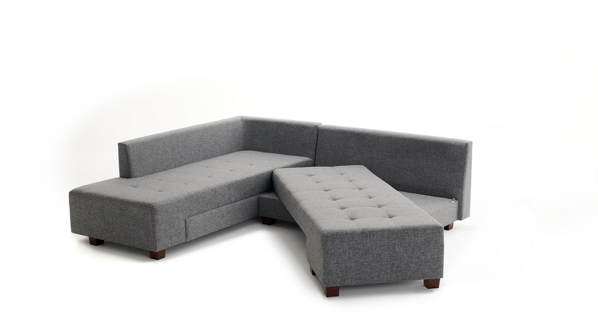 Schlafsofa grauer Stoff – XL 280 × 206 cm – mit Rollen – Links – Manama