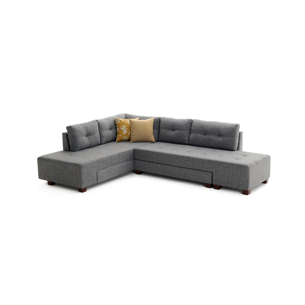 Schlafsofa grauer Stoff – XL 280 × 206 cm – mit Rollen – Links – Manama