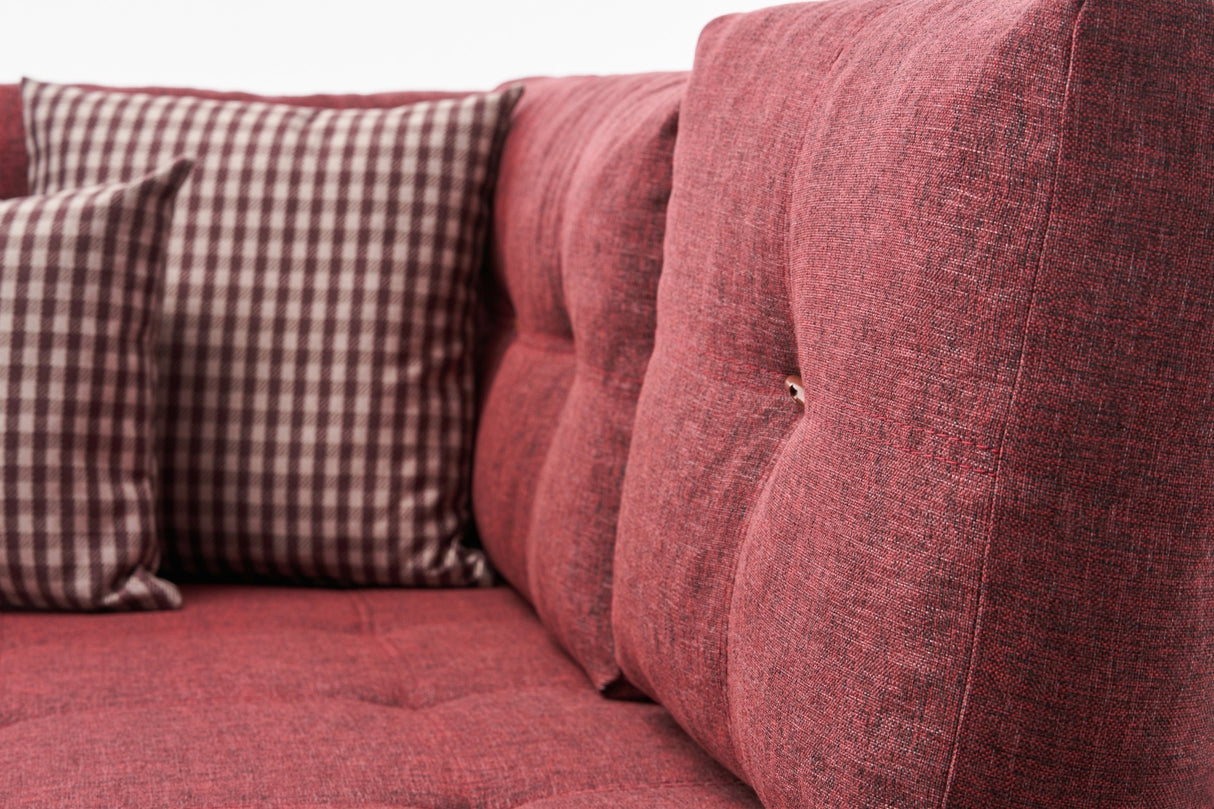 Schlafsofa roter Stoff – XL 280 × 206 cm – mit Rollen – Rechts – Manama