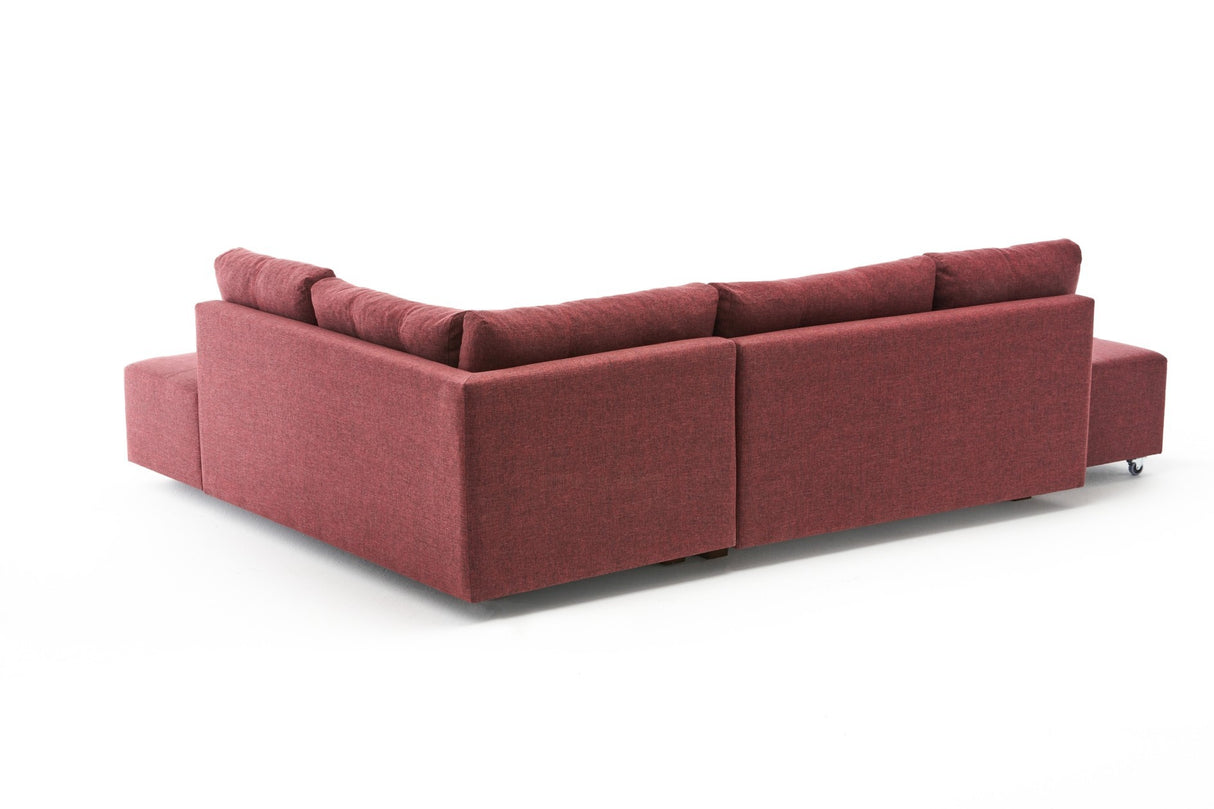 Schlafsofa roter Stoff – XL 280 × 206 cm – mit Rollen – Rechts – Manama