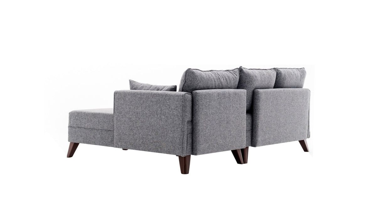 Schlafsofa aus grauem Stoff - 2-Sitzer - inklusive Hocker - rechtsseitig - Bella