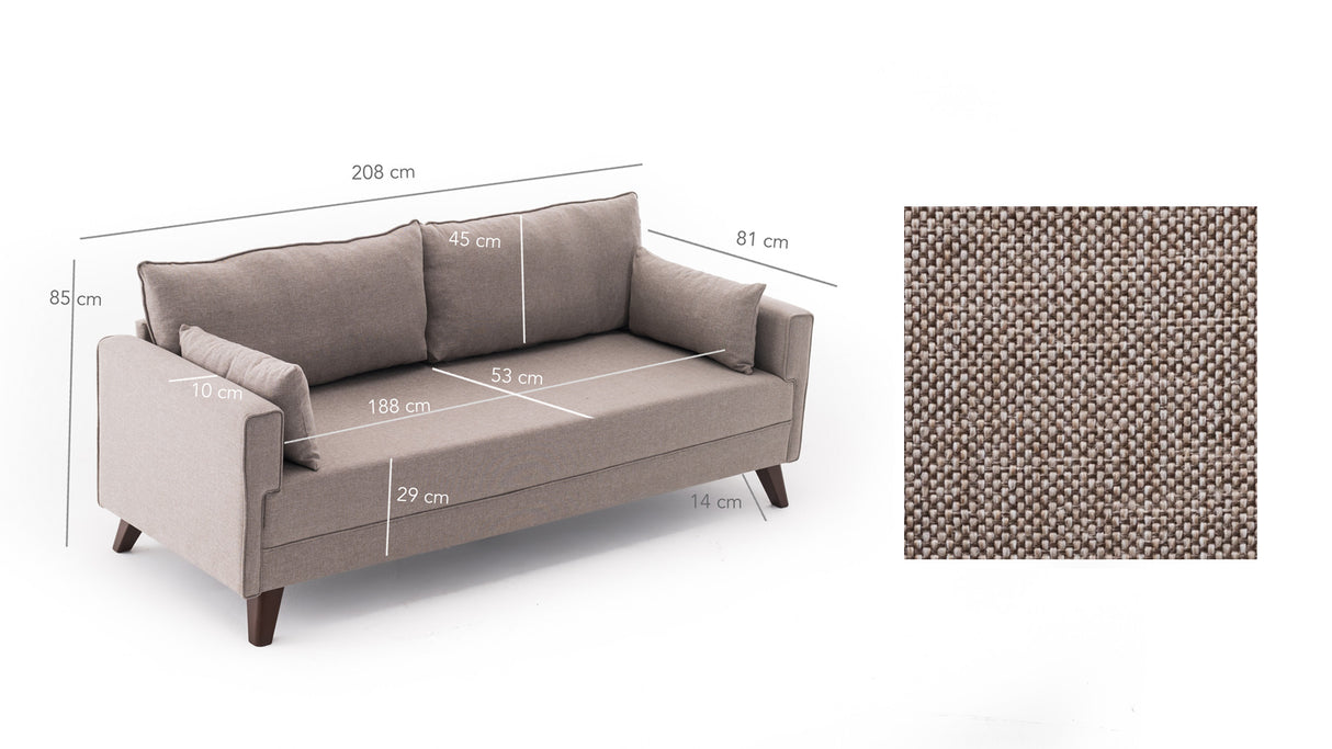 Banken - Slaapbank champagne beige stof 3 - zits - Bella - Dimehouse