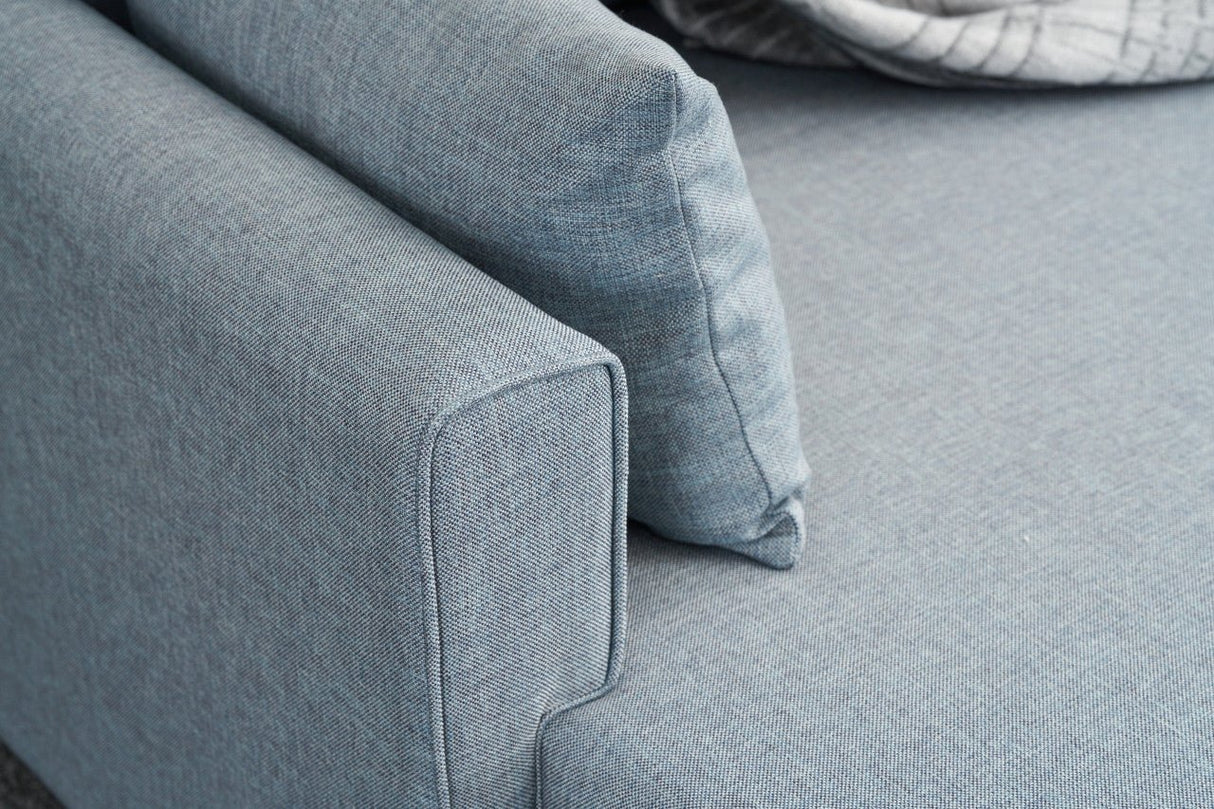 Ecksofa mit Schlaffunktion Links Bella Blau (inklusive Hocker)