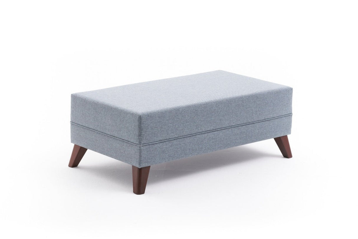Ecksofa mit Schlaffunktion Links Bella Blau (inklusive Hocker)