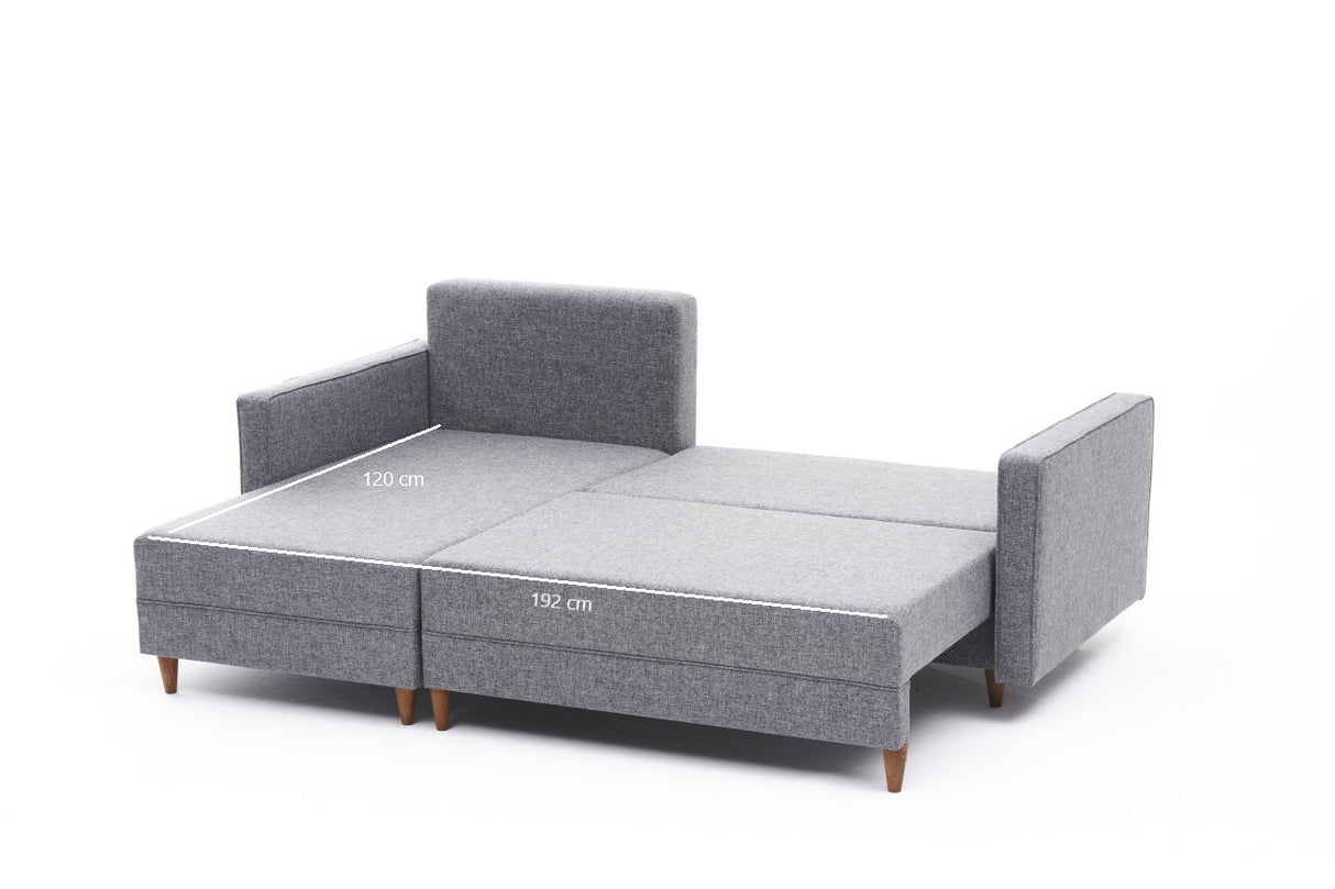 Banken - Slaapbank grijs stof - hoekbank - compact 215 x 150 cm - Links - Aydam - Dimehouse