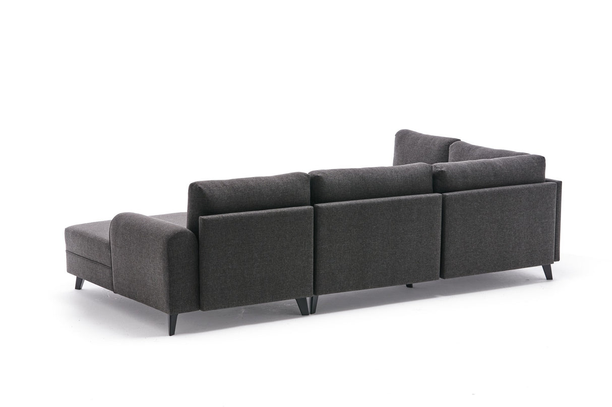 Schlafsofa Anthrazitfarbener Stoff – U-Sofa – XXL 300 x 202 x 152 cm – Belen