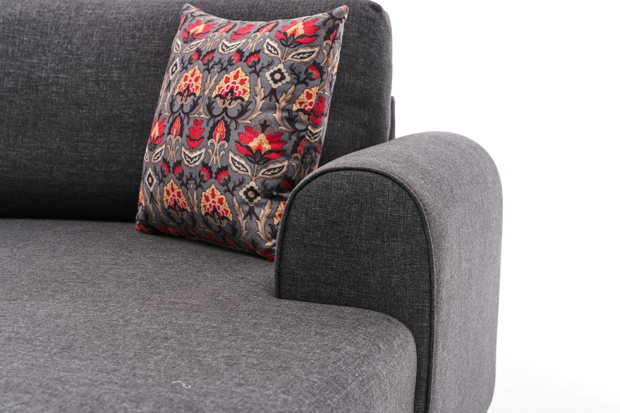 Schlafsofa Anthrazitfarbener Stoff – U-Sofa – XXL 300 x 202 x 152 cm – Belen